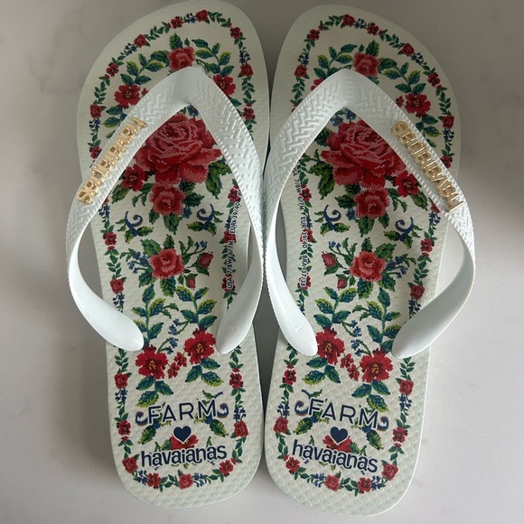 FARM Rio Floral Sandals with White and Red Accents - Picture 2 of 5